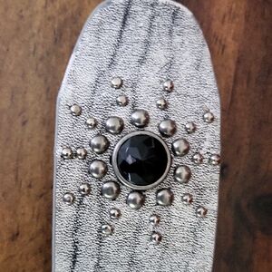 Silver and Black Decorative Belt Buckle
